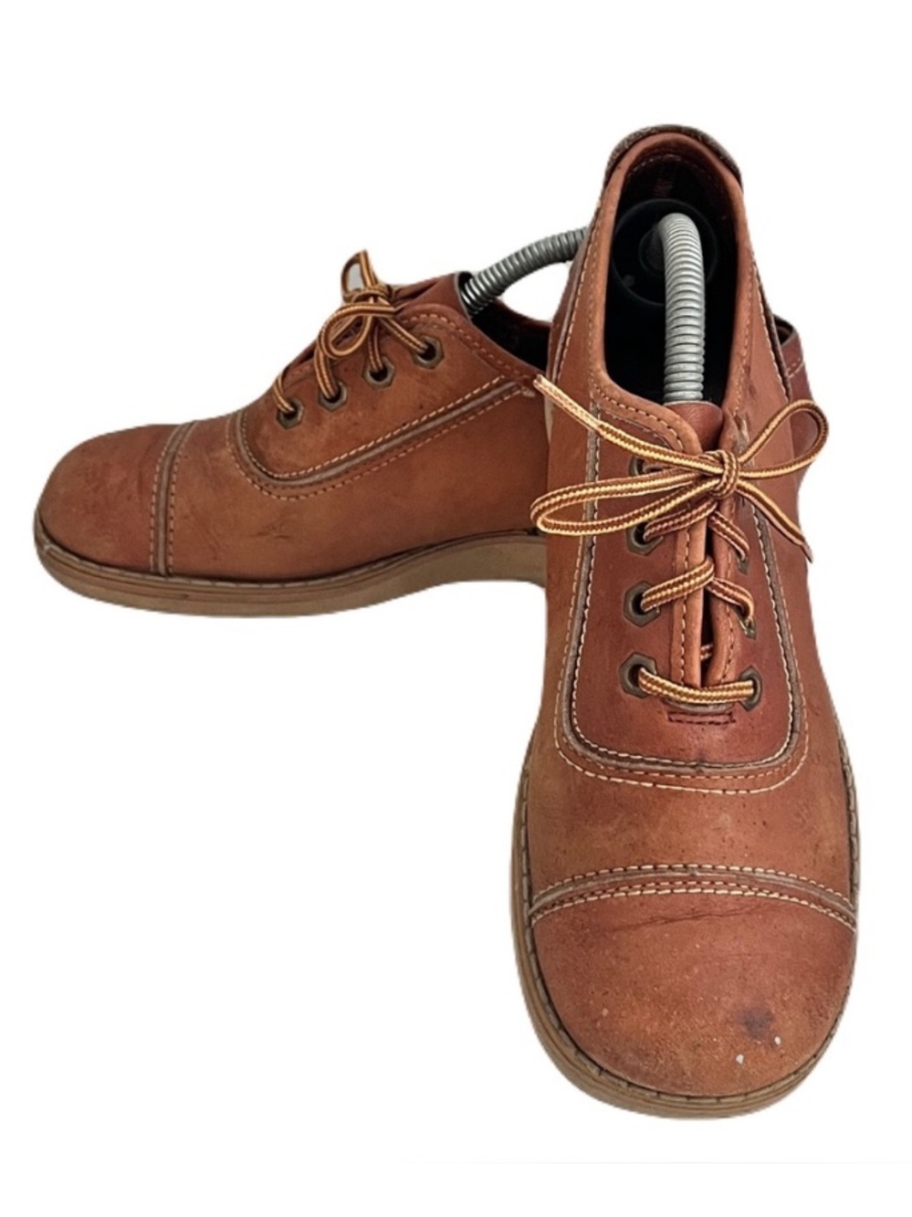 Vintage 1970s Tan Leather Lace Up Oxfords, Size 7
